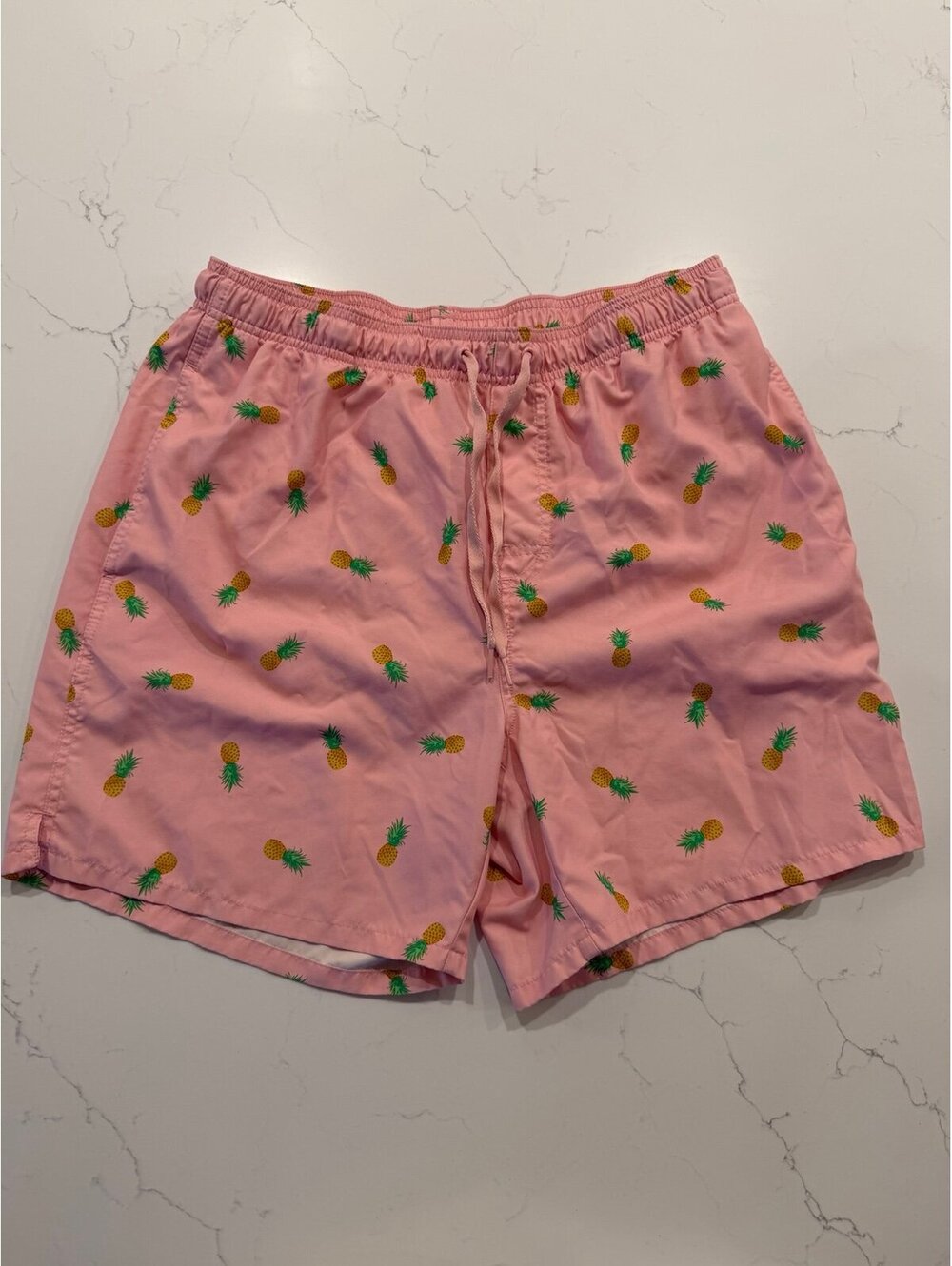 Old Navy Mens Pink Pineapple Swim Trunks Size Large Tall 5.5 Inseam